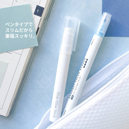 スリムスティックのり ペンタイプ（クリアブルー）