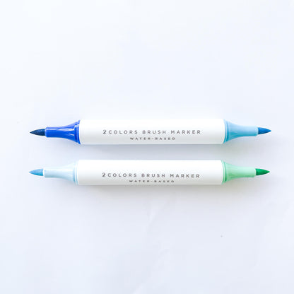 水性ダブルブラシマーカー 2P（クールカラー）